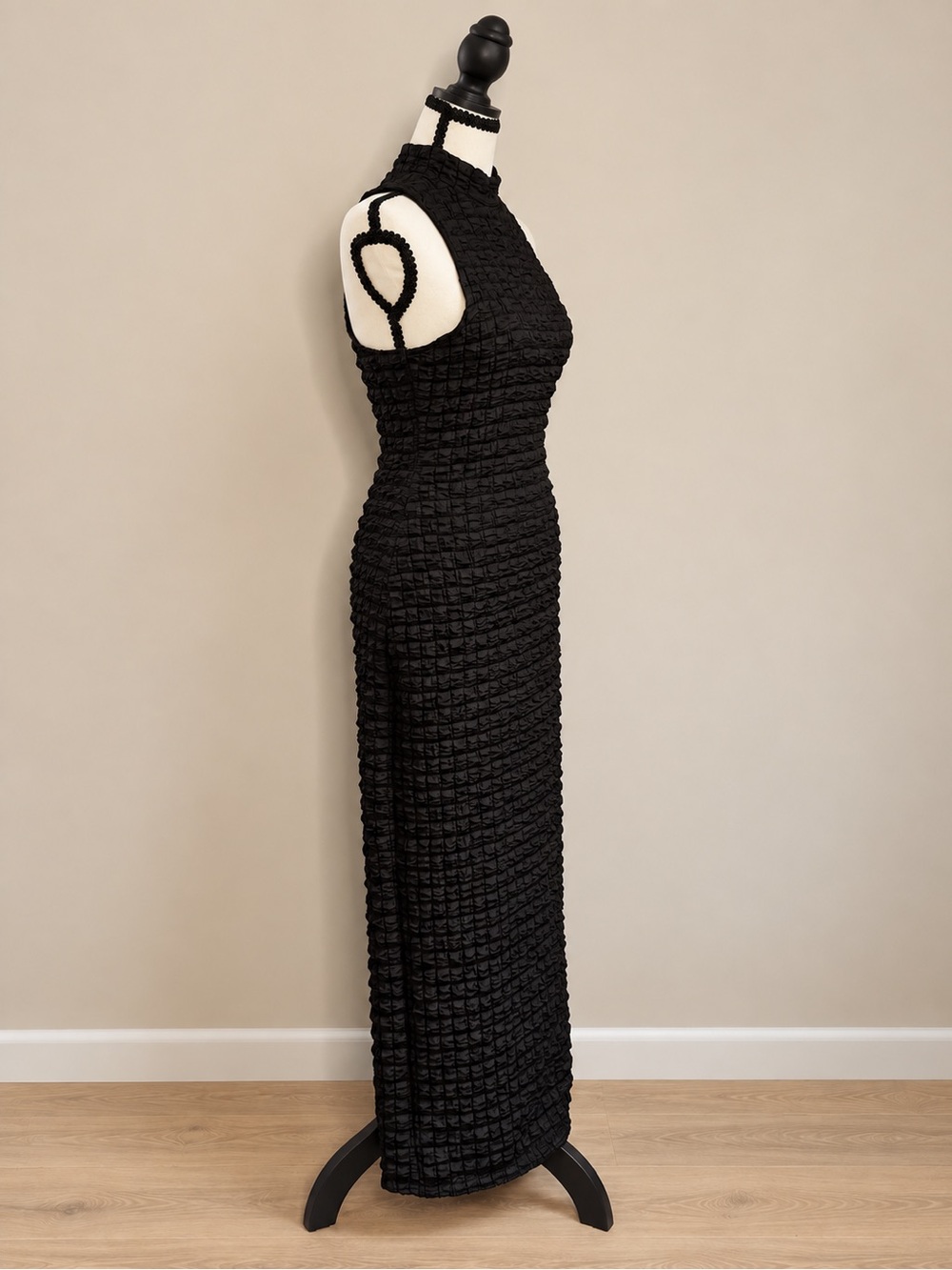 Urban Outfitters Black Textured Mock Neck Maxi Dress M